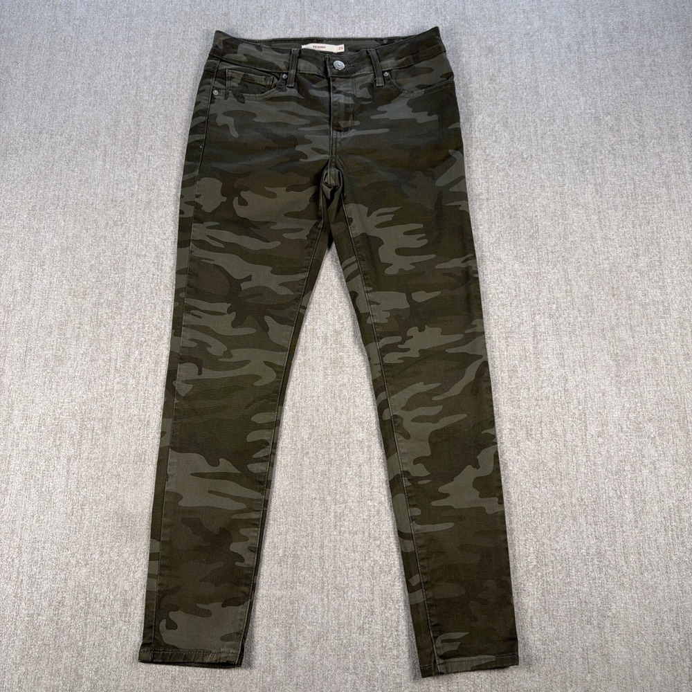 Levi's 711 Skinny Jeans Size 26 (4) Camo Green Camouflage Stretch Denim Ankle